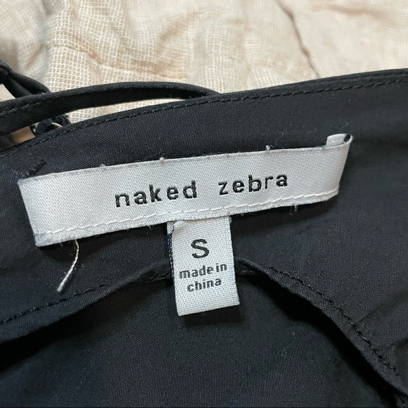 Naked Zebra Shorts Romper Linen Blend Black and Tank Size Small - Picture 3 of 4